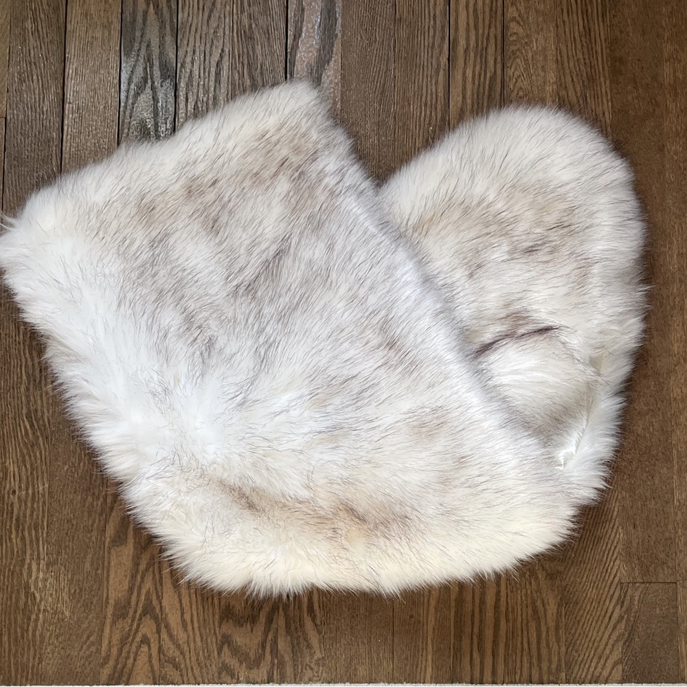 White Faux Fur Wrap - winter white bridal fur shawl